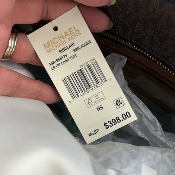 Michael Kors NWT Sinclair tote studded MK monogram brown - Picture 7 of 7